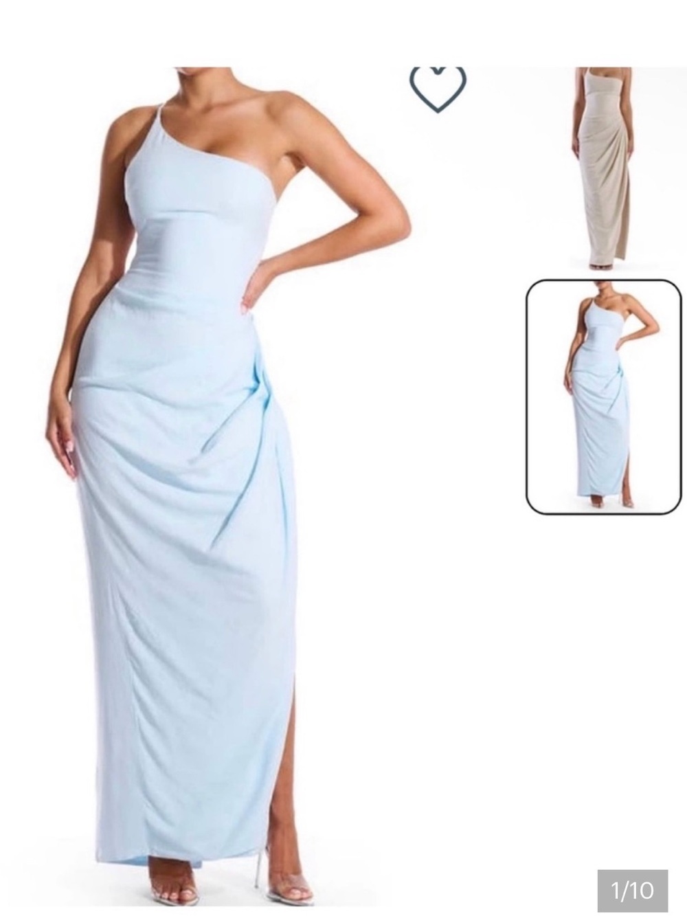 naked wardrobe Pale Blue One-Shoulder Maxi Dress